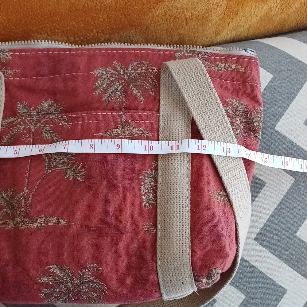 🔥🔥Bonnie Bag Upholstery palm trees vintage knitting needle point storage tote - Picture 12 of 16